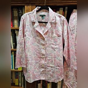 Ralph Lauren Pink Paisley Pajama Set XL